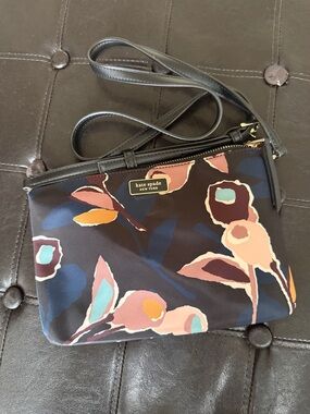 kate spade black multicolor floral crossbody bag